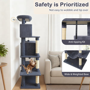 Large Cat Tree for Indoor Cats 70 inches Tall Cat Tower-Dark Gray view 7