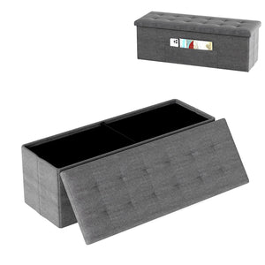Fabric Folding Storage with Divider Bed End Bench-Dark Gray