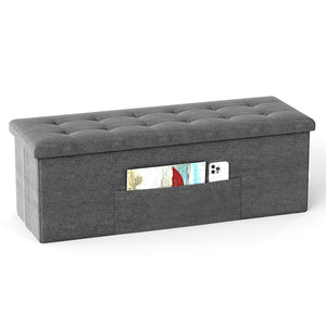 Fabric Folding Storage with Divider Bed End Bench-Dark Gray view 4