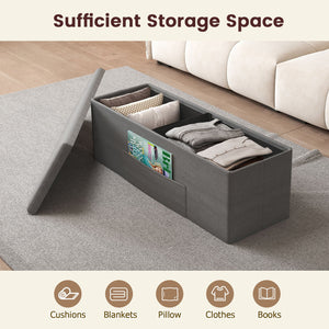Fabric Folding Storage with Divider Bed End Bench-Dark Gray view 9