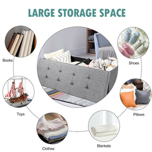 Fabric Folding Storage with Divider Bed End Bench-Light Gray view 3