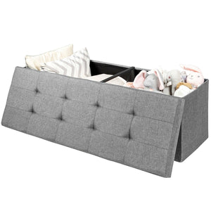 Fabric Folding Storage with Divider Bed End Bench-Light Gray view 8
