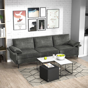 Large 3-Seat Sofa Sectional with Metal Legs for 3-4 people-Gray view 2