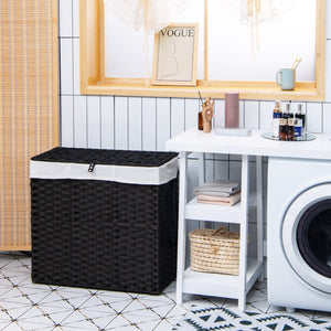 Laundry Hamper with Wheels and Lid-Black view 2