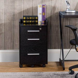 3 Drawer File Cabinet with Lock and Edged Top, Lockable Filing Cabinet on Wheels for Letter and A4 Size – view 14