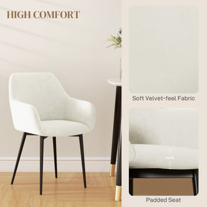 Dining Chairs Set of 2, Velvet-look Fabric Upholstered Kitchen Chairs with Backrest – view 4