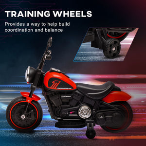Aosom 6V Kids Motorcycle with Training Wheels, Foot Pedal, Headlight, Music, Forward/Reverse, Single-Button Start