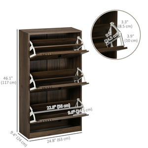 Shoe Storage Cabinet Organizer for 18 Pairs of Shoes with 3 Flip Drawers and Adjustable Shelves, Oak – view 9