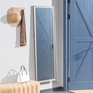 64" x 21" Rectangular Full Length Mirror with Frame, Free Standing, Wall Mounted or Leaning, Gunmetal Silver