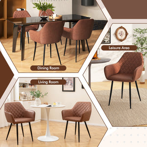 Leisure Dining Chair Set of 2 with Curved Backrest and Wide Seat-Coffee view 9