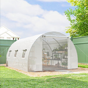 Walk-in Tunnel Greenhouse, Plant Hot House w/ Support Rods, Roll-up Mesh Door, Mesh Windows, 13'x9.8'x6.6' – view 14