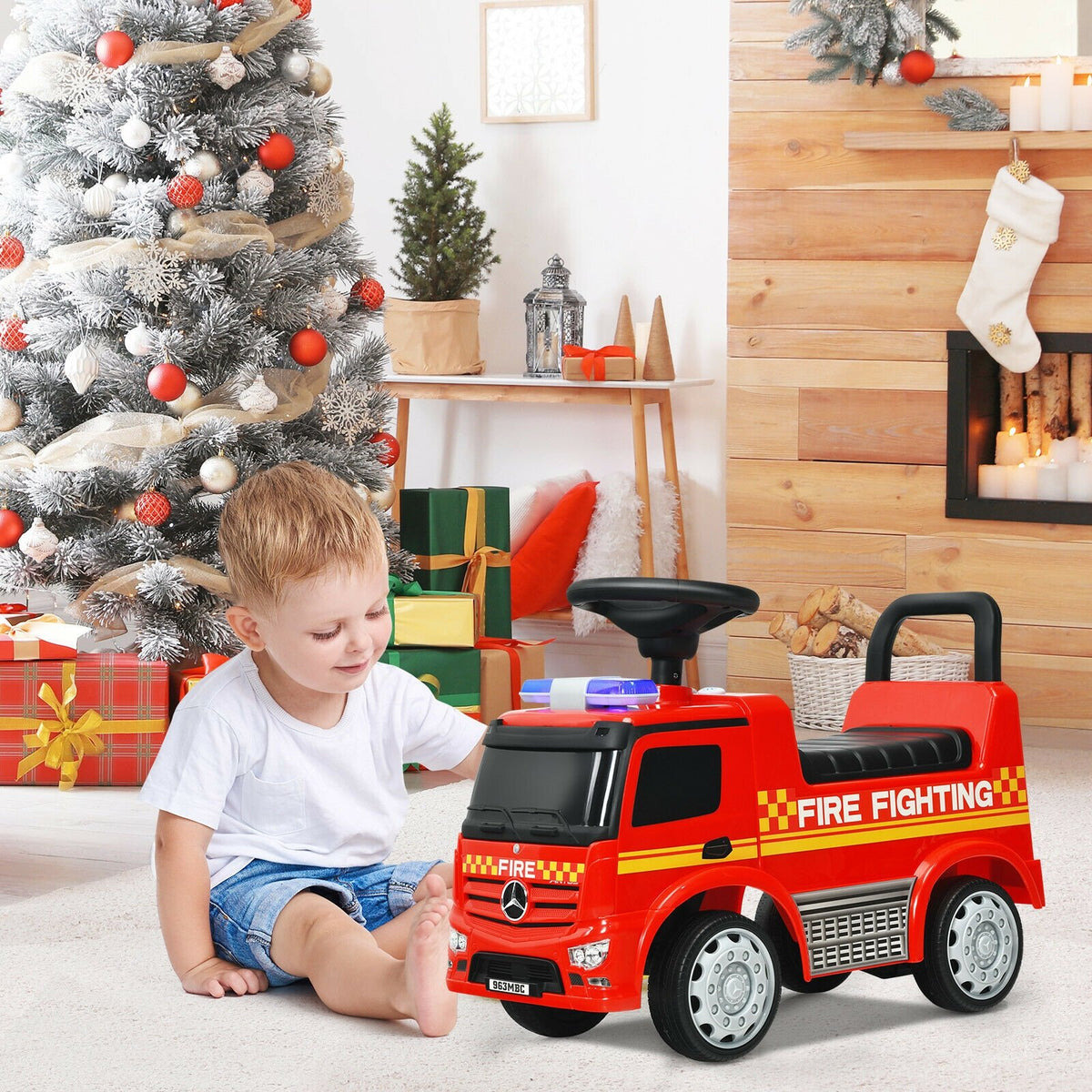Licensed Mercedes Benz Kids Fire Engine Racer-Red view 2
