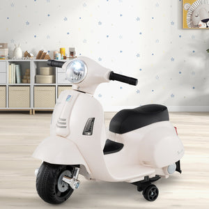 Kids Ride on Motorcycle Licensed Vespa with LED Headlight and Horn Sound-White view 3