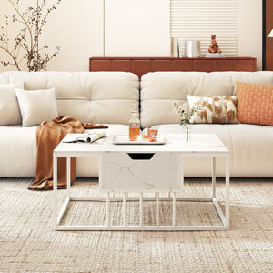 Lift Top Coffee Table Modern Center Table with Hidden Storage Compartment-White view 7