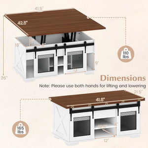 Lift Top Coffee Table with 2 Sliding Barn Doors-Walnut view 5