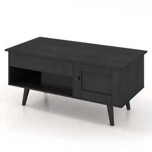 Lift Top Coffee Table with Storage and Hidden Compartment-Black