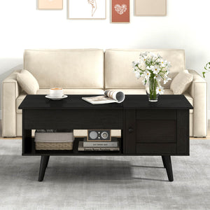 Lift Top Coffee Table with Storage and Hidden Compartment-Black view 3