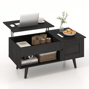 Lift Top Coffee Table with Storage and Hidden Compartment-Black view 4
