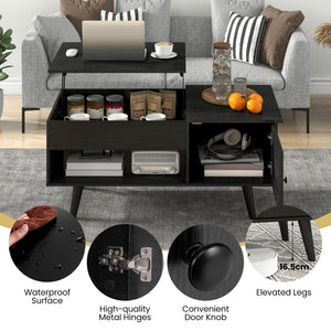 Lift Top Coffee Table with Storage and Hidden Compartment-Black view 6