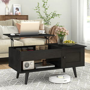 Lift Top Coffee Table with Storage and Hidden Compartment-Black view 7