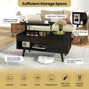 Lift Top Coffee Table with Storage and Hidden Compartment-Black view 9
