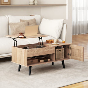 Lift Top Coffee Table with Storage and Hidden Compartment-Natural view 3