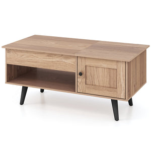 Lift Top Coffee Table with Storage and Hidden Compartment-Natural view 4