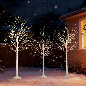 Lighted Birch Tree Set of 3 with 4/5/6 FT Pre-Lit Artificial Christmas Tree for Holiday Party view 6