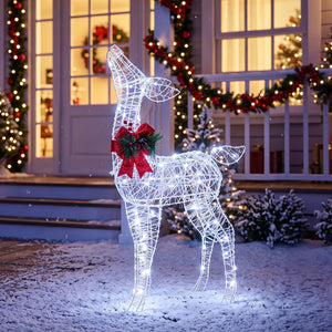 Lighted Christmas Deer Decorations with Cold White LED Lights-White view 2