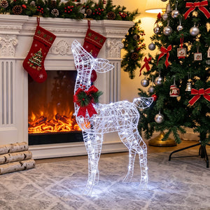 Lighted Christmas Deer Decorations with Cold White LED Lights-White view 3