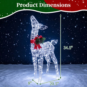 Lighted Christmas Deer Decorations with Cold White LED Lights-White view 4