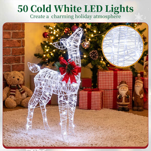 Lighted Christmas Deer Decorations with Cold White LED Lights-White view 6