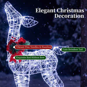 Lighted Christmas Deer Decorations with Cold White LED Lights-White view 7