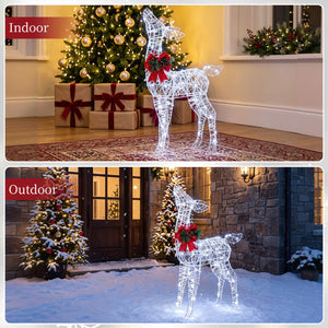 Lighted Christmas Deer Decorations with Cold White LED Lights-White view 8
