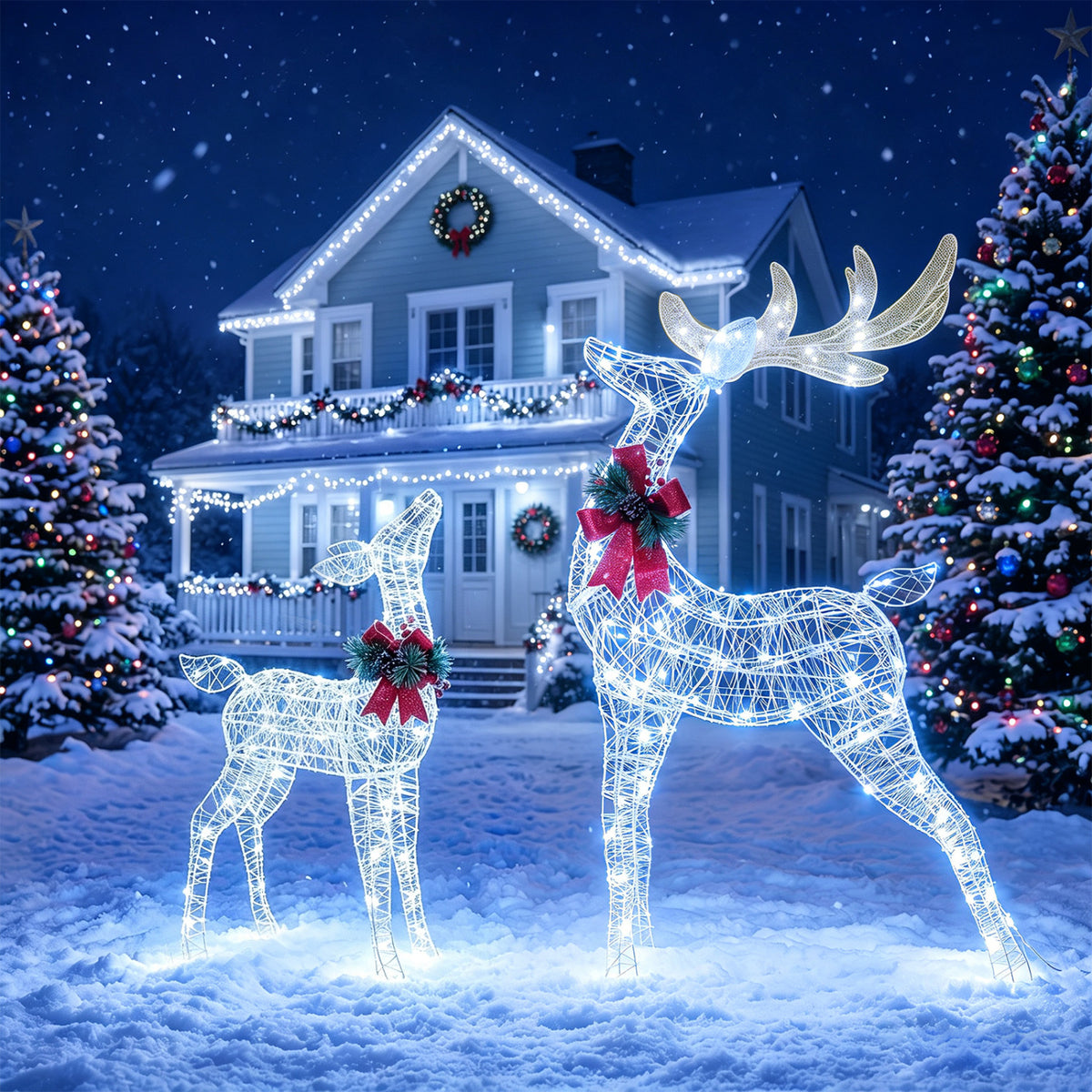 Lighted Christmas Reindeer Decoration with 170 Cold White LED Lights view 2