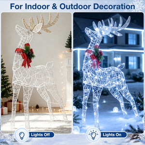 Lighted Christmas Reindeer with Cold LED Lights for Yard-White view 9