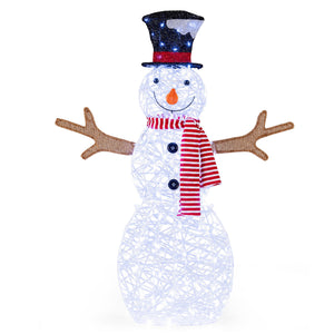 Lighted Snowman Christmas Decoration with Cold White LED Lights-White