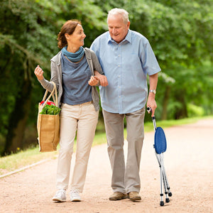 Lightweight Adjustable Folding Cane Seat with Light-Blue view 2
