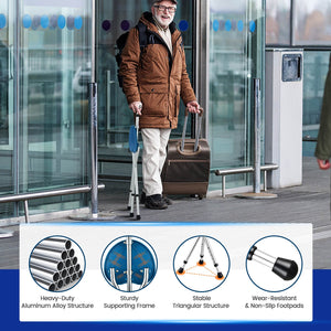 Lightweight Adjustable Folding Cane Seat with Light-Blue view 5