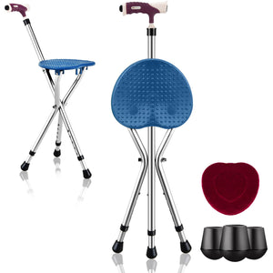 Lightweight Adjustable Folding Cane Seat with Light-Blue view 6