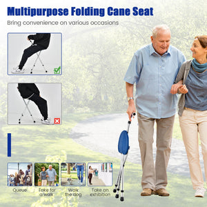 Lightweight Adjustable Folding Cane Seat with Light-Blue view 7