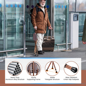 Lightweight Adjustable Folding Cane Seat with Light-Brown view 7