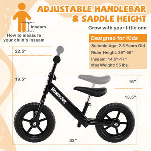 Lightweight Toddler Balance Bike No Pedal Training Bicycle-Black view 4