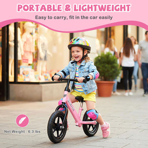 Lightweight Toddler Balance Bike No Pedal Training Bicycle-Pink view 8