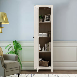 Linen Tower Bathroom Storage Cabinet Tall Slim Side Organizer with Shelf-Walnut view 3