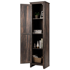 Linen Tower Bathroom Storage Cabinet Tall Slim Side Organizer with Shelf-Walnut view 4