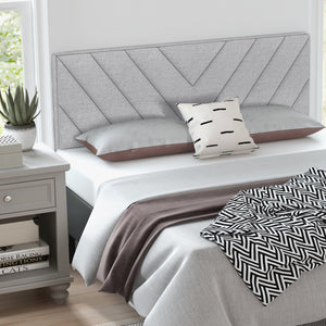 Linen Upholstered Headboard for Full and Queen Size Bed Frames-Gray view 2