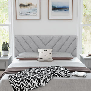 Linen Upholstered Headboard for Full and Queen Size Bed Frames-Gray view 3
