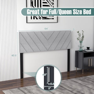 Linen Upholstered Headboard for Full and Queen Size Bed Frames-Gray view 4