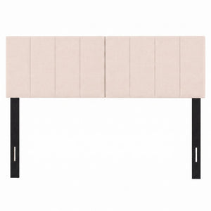 Linen Upholstered Headboard with Solid Wood Legs and Adjustable Width-Beige view 4